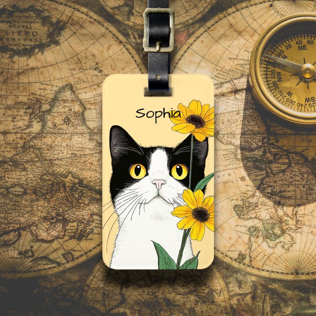 Katze mit Sonnenblumen Gepäckanhänger (Von Creator hochgeladen)