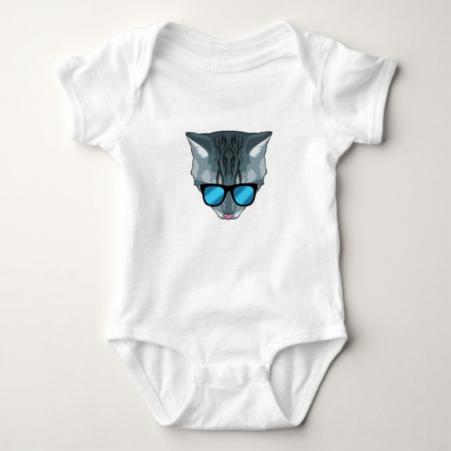 Katze mit Sonnenbrille Baby Strampler (Vorderseite)