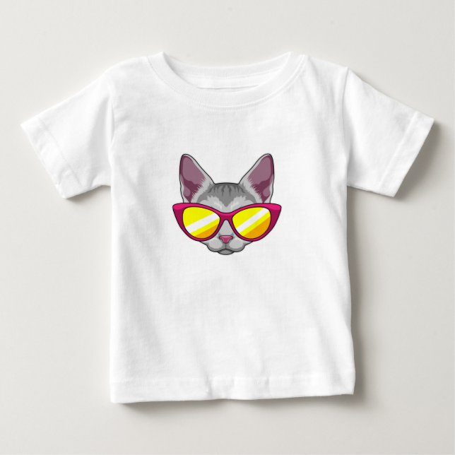 Katze mit Sonnenbrille Baby T-shirt (Vorderseite)