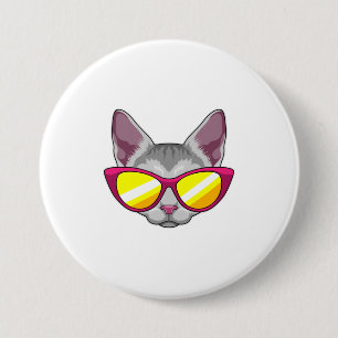Katze mit Sonnenbrille Button