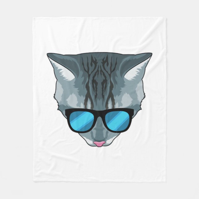Katze mit Sonnenbrille Fleecedecke (Vorderseite)