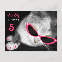 Katze mit Sonnenbrille-Geburtstags-Party laden ein