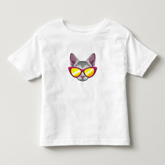 Katze mit Sonnenbrille Kleinkind T-shirt (Vorderseite)