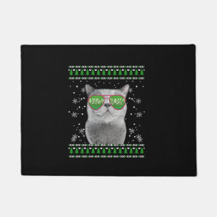 Katze mit Sonnenbrille Meowy Ugly Weihnachtskraut Fußmatte