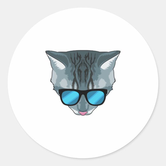 Katze mit Sonnenbrille Runder Aufkleber (Vorderseite)