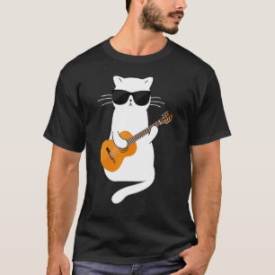 Katze mit Sonnenbrille spielt Gitarre Gitarrist T-Shirt