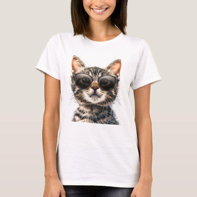 Katze mit Sonnenbrille T-Shirt (Vorderseite)