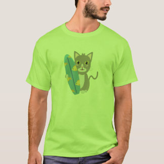 Katze mit Surfbrett T-Shirt