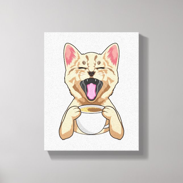 Katze mit Tasse Kaffee Leinwanddruck (Vorderseite)