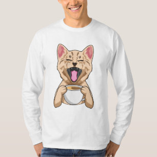 Katze mit Tasse Kaffee T-Shirt