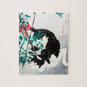 Katze mit Tomato-Pflanze (1931) von Hiroaki Takaha