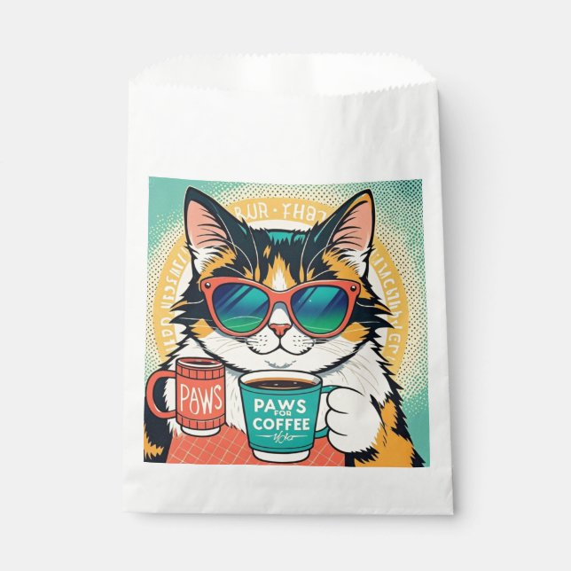 Katze mit überdimensionaler Sonnenbrille und einem Geschenktütchen (Vorderseite)