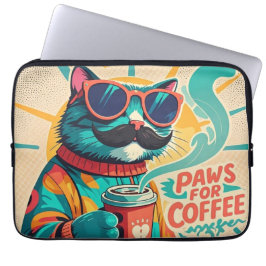 Katze mit überdimensionaler Sonnenbrille und einem Laptopschutzhülle
