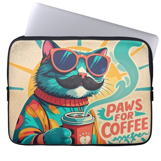 Katze mit überdimensionaler Sonnenbrille und einem Laptopschutzhülle (Vorderseite)