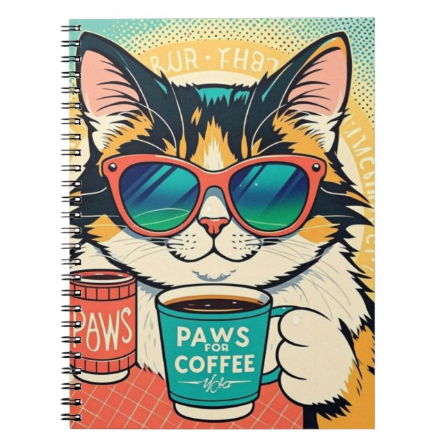 Katze mit überdimensionaler Sonnenbrille und einem Notizblock (Vorderseite)