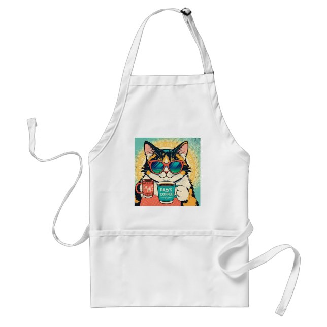 Katze mit überdimensionaler Sonnenbrille und einem Schürze (Vorne)