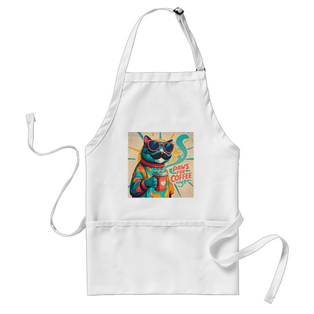 Katze mit überdimensionaler Sonnenbrille und einem Schürze (Vorne)