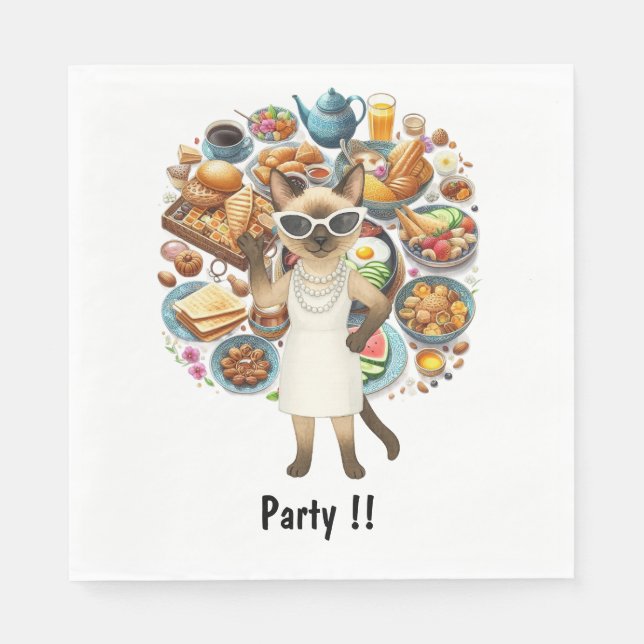 Katze mit viel festlichem Party Serviette (Vorderseite)