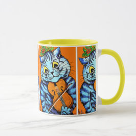 Katze mit Violine von Louis Wain Cup Tasse