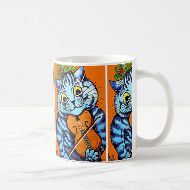 Katze mit Violine von Louis Wain Cup Tasse (Rechts)