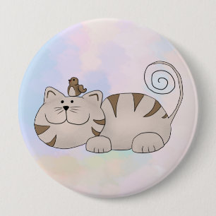 Katze mit Vogel Button