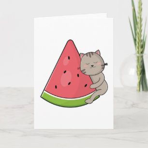 Katze mit Wassermelone Karte