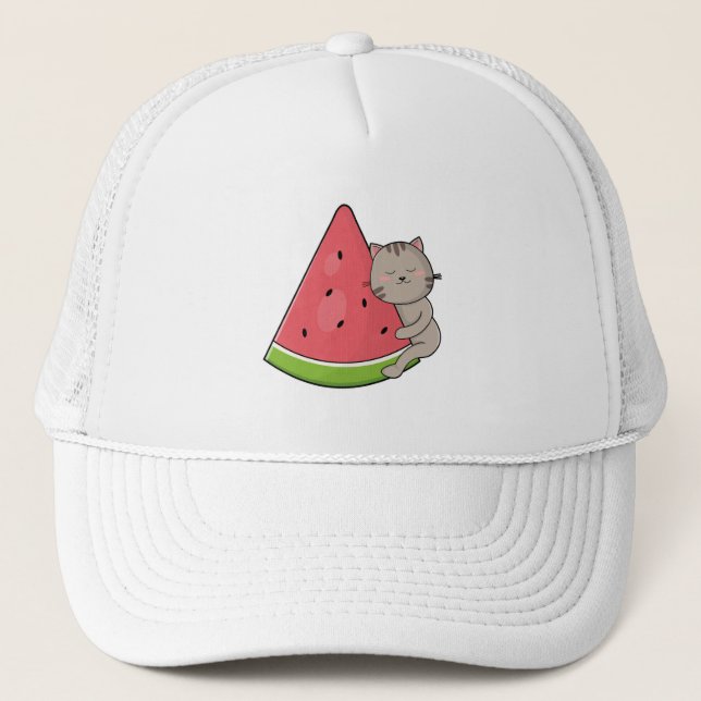 Katze mit Watermelon Truckerkappe (Vorderseite)