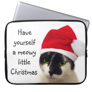 Katze mit Weihnachtsmannmütze Laptopschutzhülle