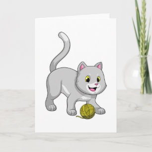Katze mit Wollgarnknäuel Karte