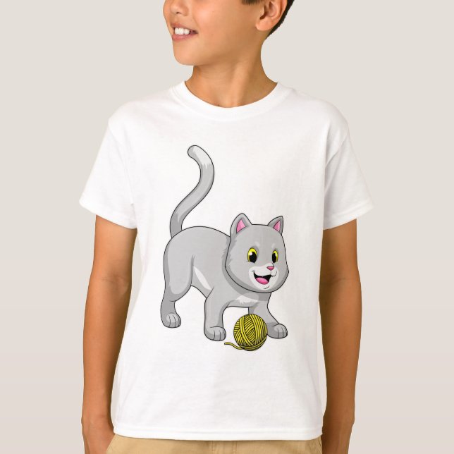 Katze mit Wollgarnkugel T-Shirt (Vorderseite)