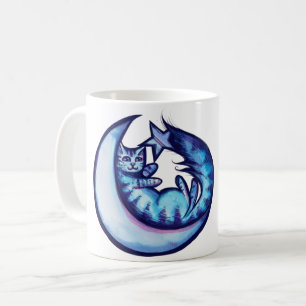 Katze Mond Caturday Stern Kunst Lila MoonCat Kaffeetasse