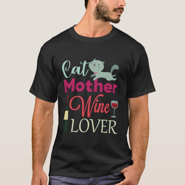 Katze Mutter Wein Mama Reben T-Shirt (Vorderseite)