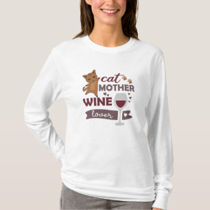 Katze Mutter Wine Lover Katzen Rote Liebe T-Shirt