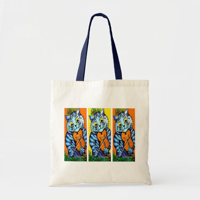 Katze(n) Violine von Louis Wain Tragetasche (Vorne)