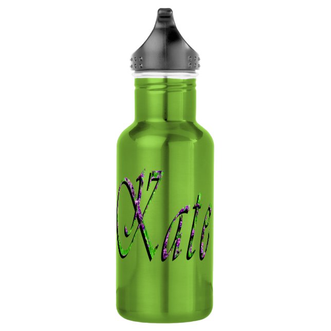 Katze, Name Logo, Edelstahlflasche (Rechts)