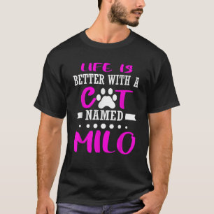 Katze Name Milo Funny Cut Cat Mama Vater Eigentüme T-Shirt