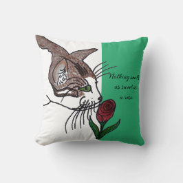 Katze Nichts riecht so süß wie eine Rose Kissen
