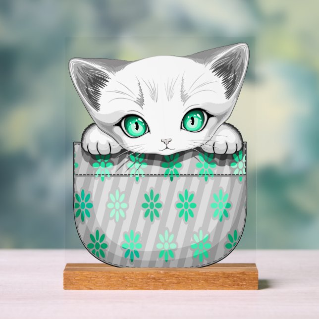 Katze Niedlich und spielerisch aus einem Pocket Acrylschild (Neutral)