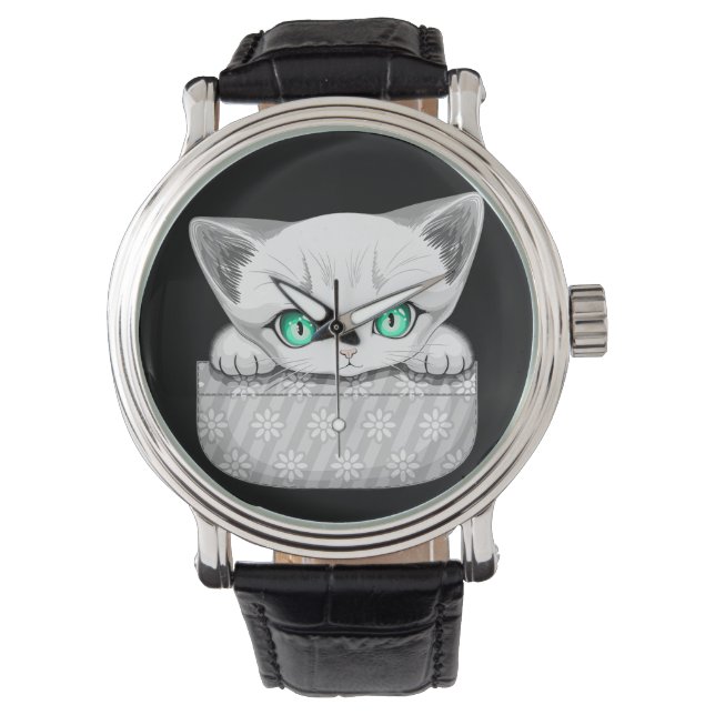 Katze Niedlich und spielerisch aus einem Pocket Armbanduhr (Vorderseite)