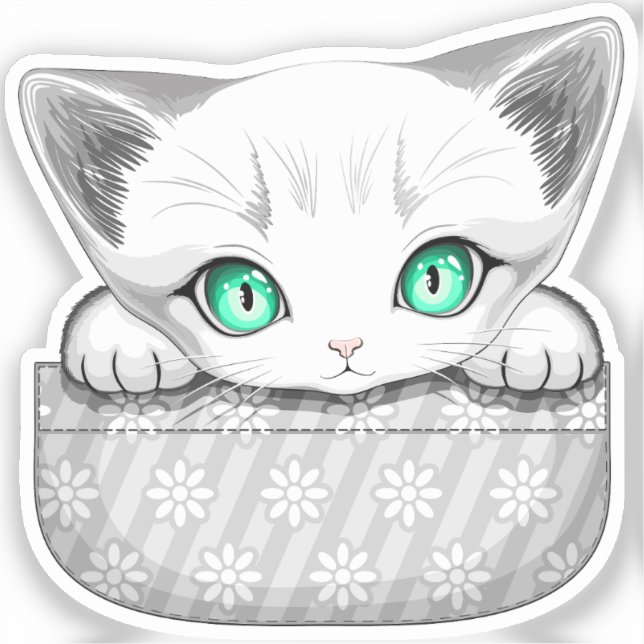 Katze Niedlich und spielerisch aus einem Pocket Aufkleber (Vorderseite)