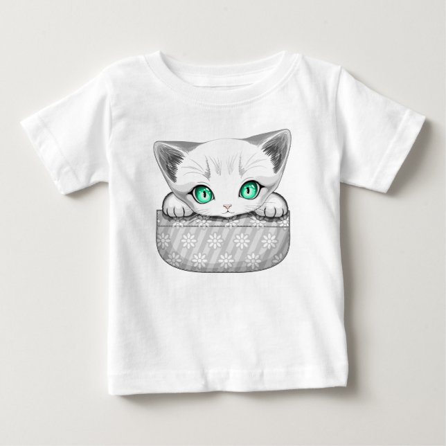Katze Niedlich und spielerisch aus einem Pocket Baby T-shirt (Vorderseite)