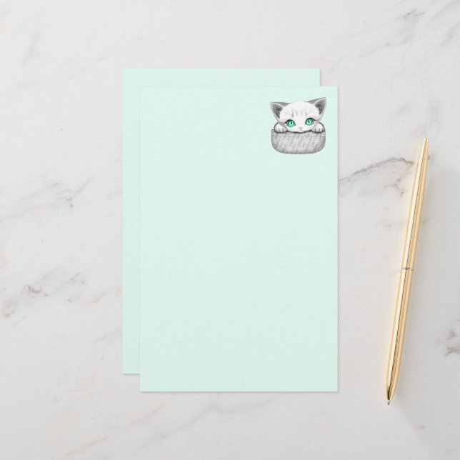 Katze Niedlich und spielerisch aus einem Pocket Briefpapier (Vorderseite/Rückseite Beispiel)