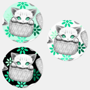Katze Niedlich und spielerisch aus einem Pocket Etiketten