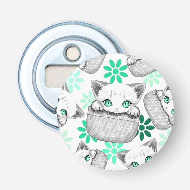 Katze Niedlich und spielerisch aus einem Pocket Flaschenöffner (Vorderseite)