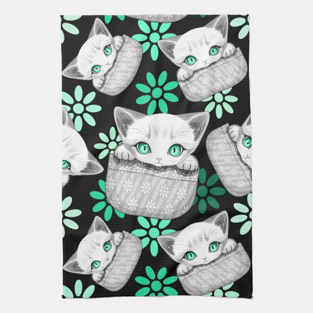Katze Niedlich und spielerisch aus einem Pocket Geschirrtuch (Vertikal)