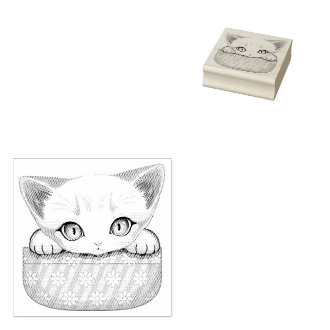 Katze Niedlich und spielerisch aus einem Pocket Gummistempel (Stempel)