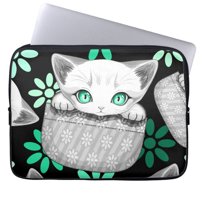 Katze Niedlich und spielerisch aus einem Pocket Laptopschutzhülle (Vorderseite)