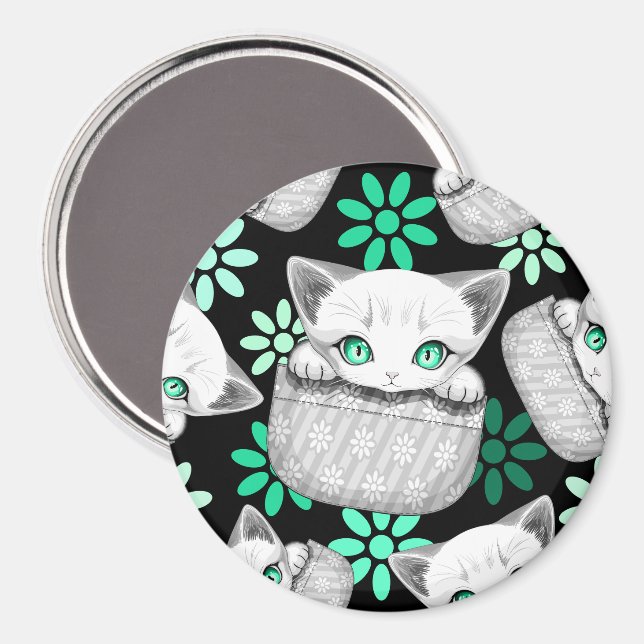 Katze Niedlich und spielerisch aus einem Pocket Magnet (Vorderseite/Rückseite)