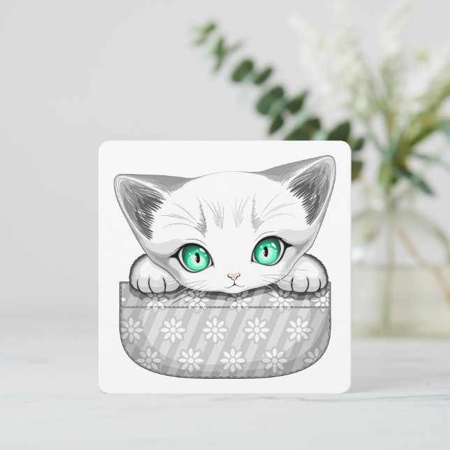 Katze Niedlich und spielerisch aus einem Pocket Mitteilungskarte (Stehend Vorderseite)