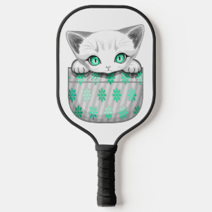 Katze Niedlich und spielerisch aus einem Pocket Pickleball Schläger